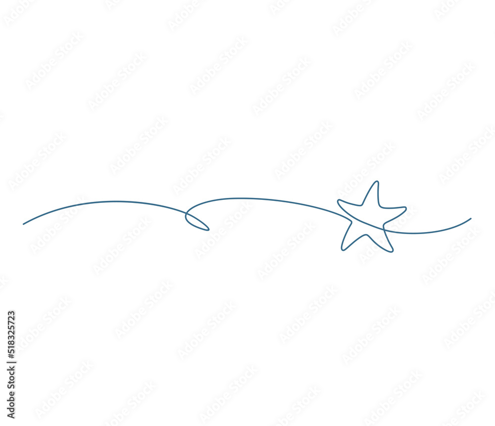 Star. Continuous line art drawing vector illustration. Star. Continuous line art drawing vector illustration.