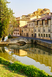 Douro River as it passes through the pretty medieval village of San Esteban de Gormaz in Soria, Spain.