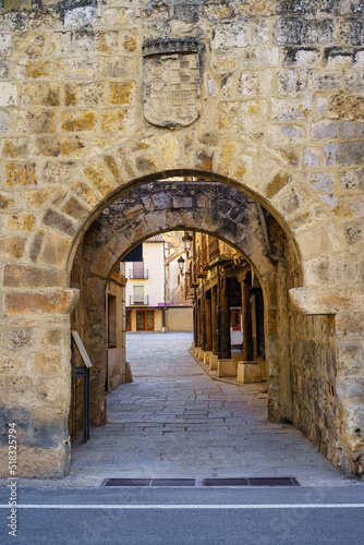 Entrance arch in the medieval wall of the small picturesque village of San Esteban de Gormaz  Castilla Leon.