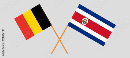 Crossed flags of Belgium and Costa Rica. Official colors. Correct proportion