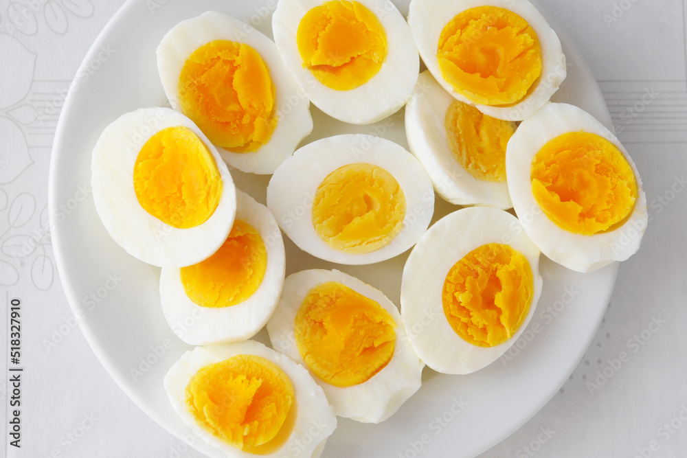 Boiled eggs on white plate Boiled eggs on white plate