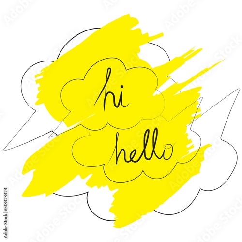 Speech bubbles with the words 