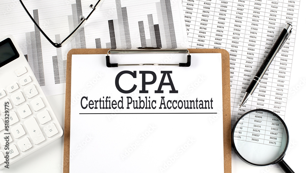 Paper with CPA - Certified Public Accountant on a chart with calculator,pen  and magnifier Stock Photo | Adobe Stock
