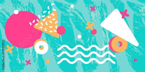 Vector seamless memphis style 90s 80s retro pattern design	
