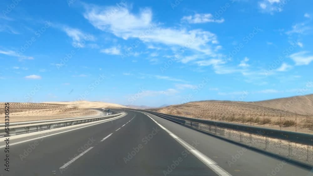 beautiful landscapes of the island of Fuerteventura seen from the car - timelapse beautiful landscapes of the island of Fuerteventura seen from the car - timelapse