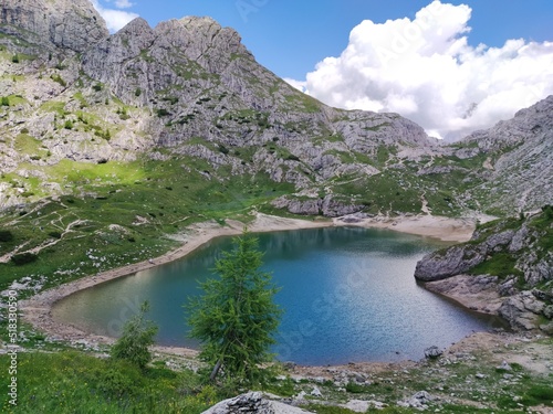 Lake Coldai in the Dolomites, Veneto, travel in Italy photo