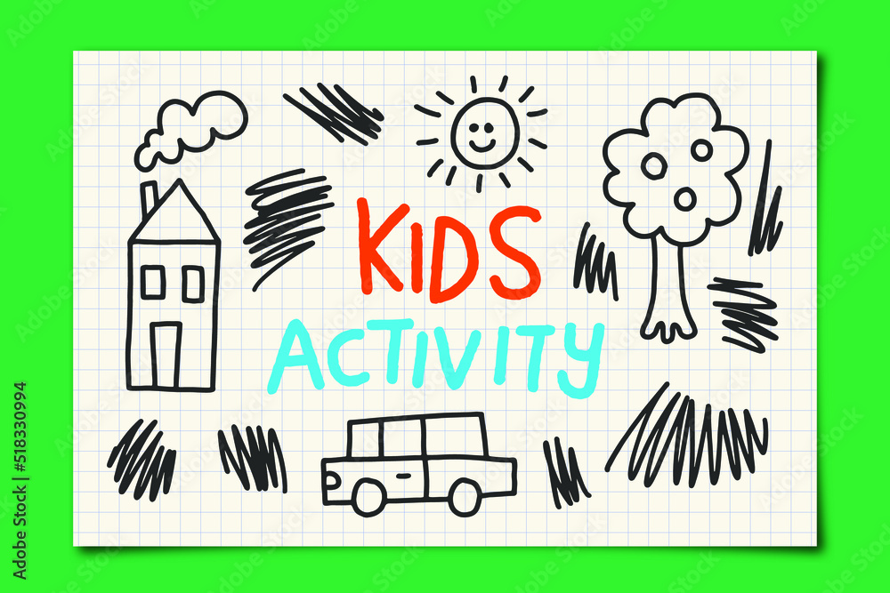 Fototapeta premium Kids Activity Doodle Background Design