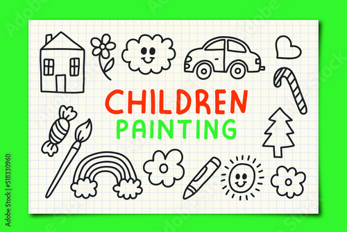Kids Painting Doodle Background Design