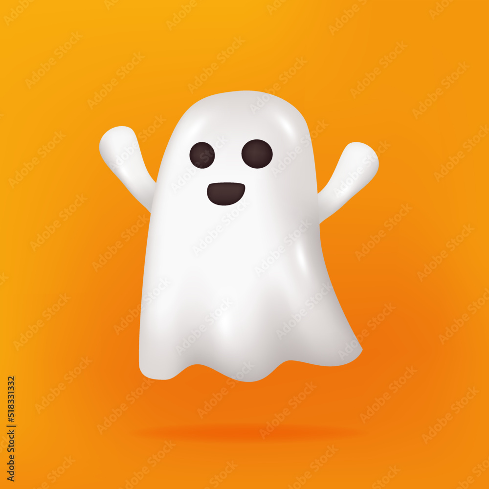 3D cute ghost emoji emoticon or illustration element for halloween party 3D cute ghost emoji emoticon or illustration element for halloween party