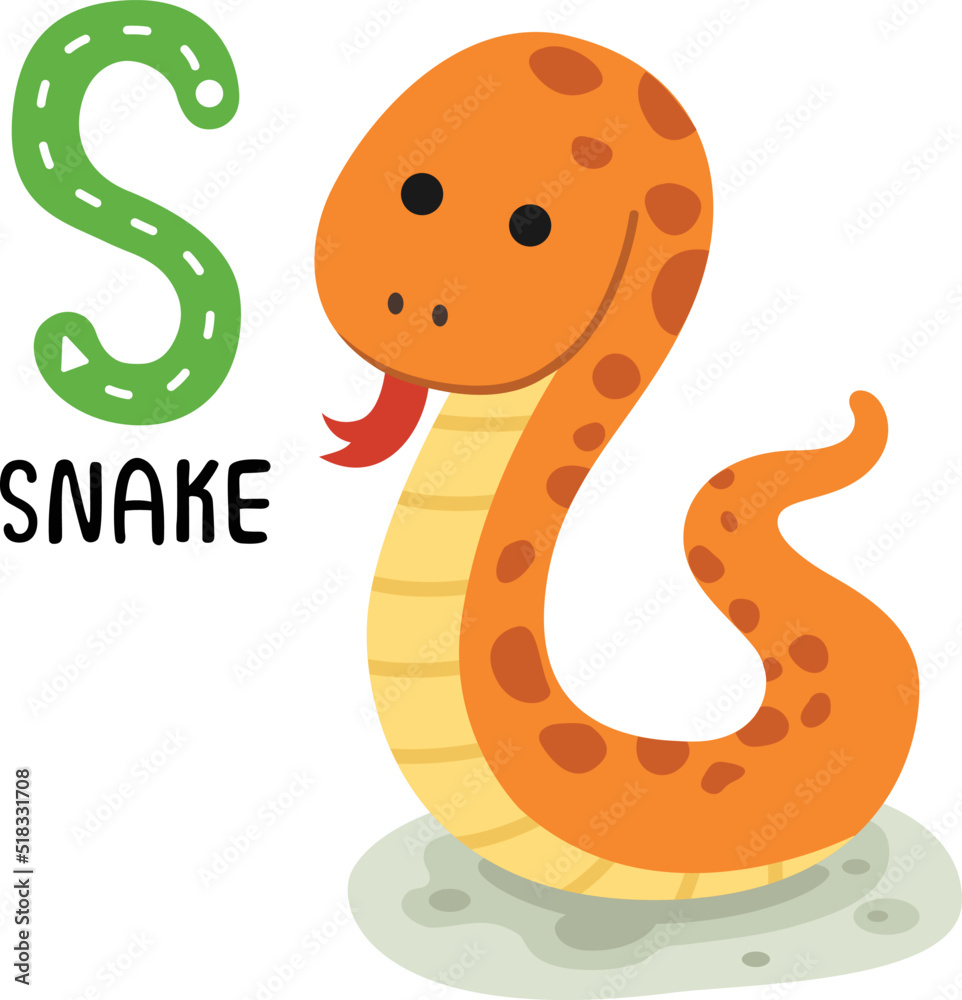 Fototapeta premium Illustration Isolated Animal Alphabet Letter S-Snake