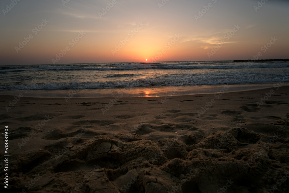 sunset on the Mediterranean Sea near Ashkelon