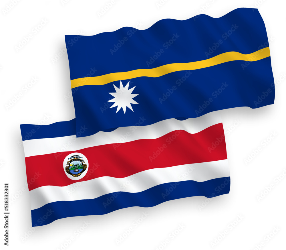 Flags of Republic of Costa Rica and Republic of Nauru on a white background Flags of Republic of Costa Rica and Republic of Nauru on a white background