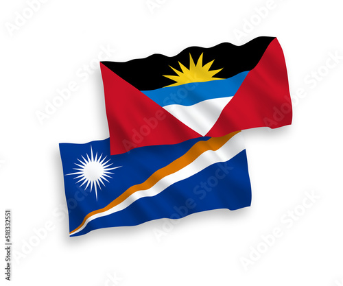 Flags of Republic of the Marshall Islands and Antigua and Barbuda on a white background