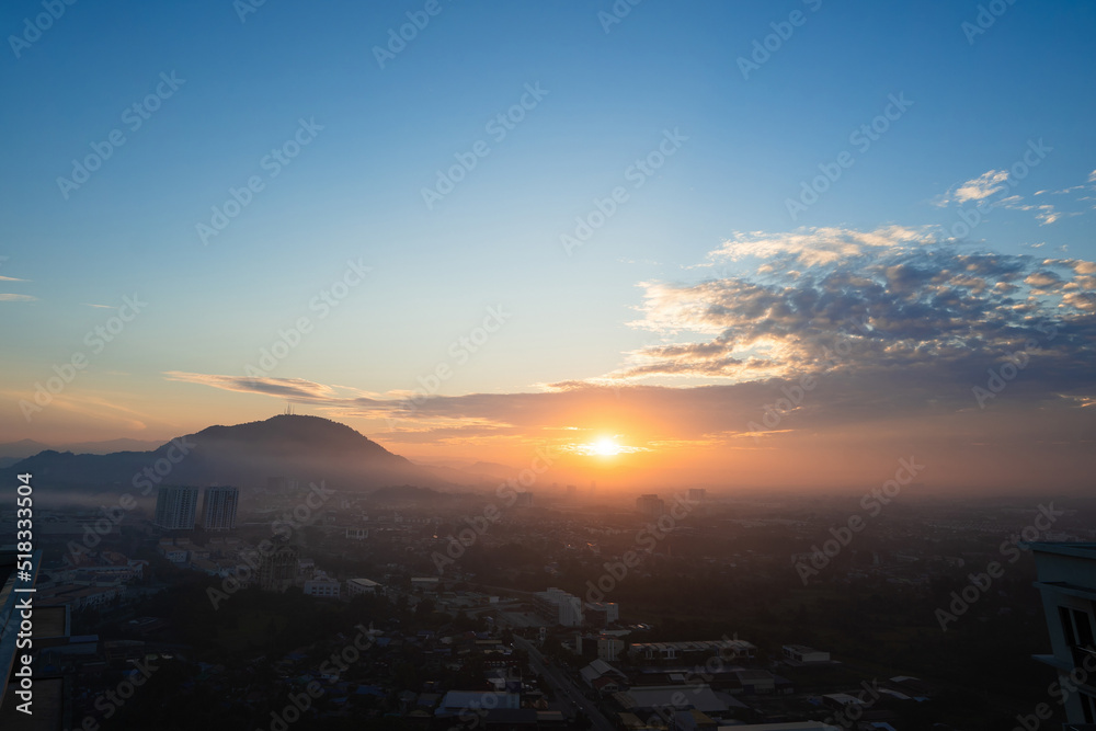 Sunrise and mountain view from the highest floor of the apartment. Sunrise and mountain view from the highest floor of the apartment.