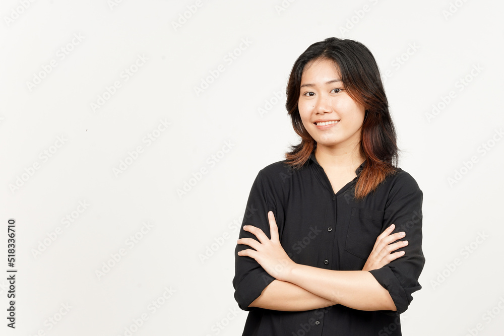 Smiling and folding arms of Beautiful Asian Woman Isolated On White Background Smiling and folding arms of Beautiful Asian Woman Isolated On White Background