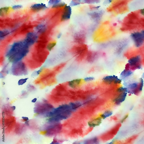 Bright Seamless Artistic . Repeated Tie Dye Paper Art. Seamless Textured Colorful Tie Dye Repeat Backdrop. Repeated Hippie Rainbow Tie Dye Ink Pattern.