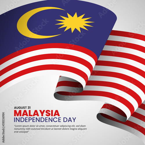 Hari Merdeka Malaysia or Malaysia independence day background with a big waving flag