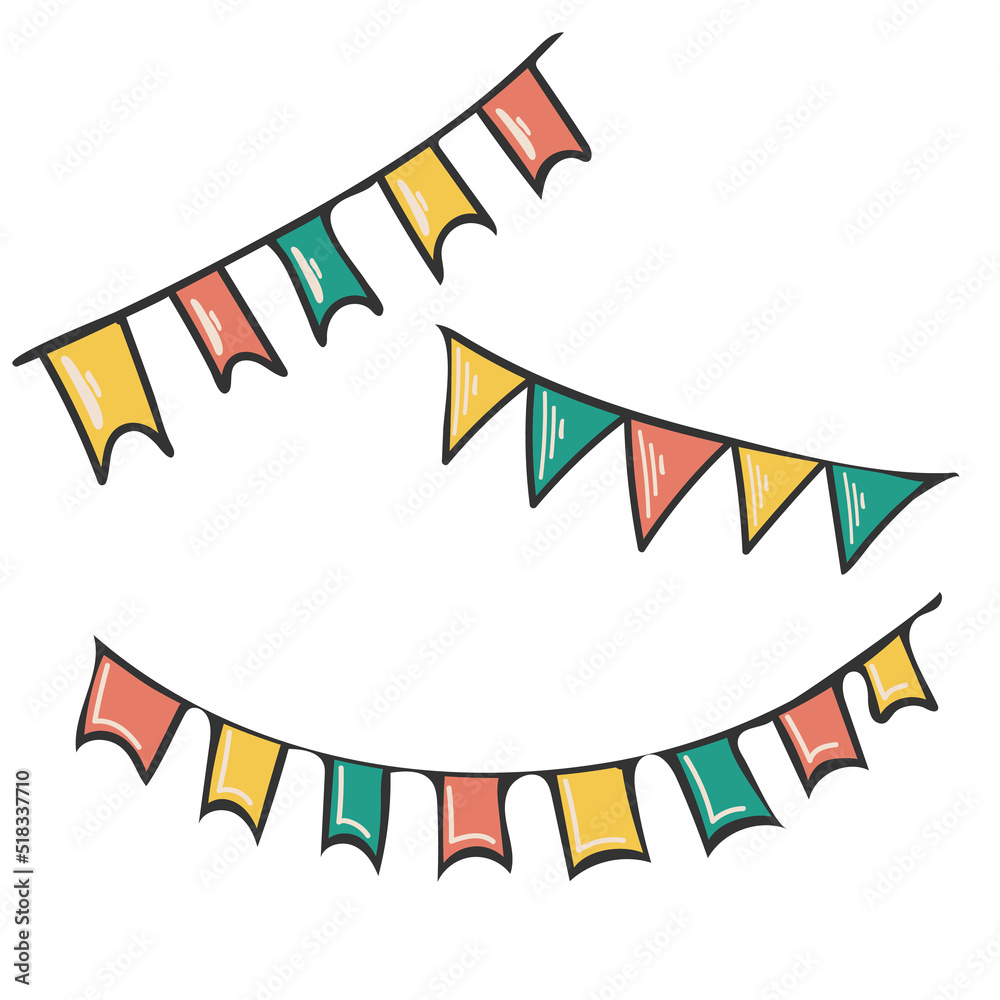 Obraz premium Carnival garland with flags. Festive multicolor buntings for holiday design. Vector illustration