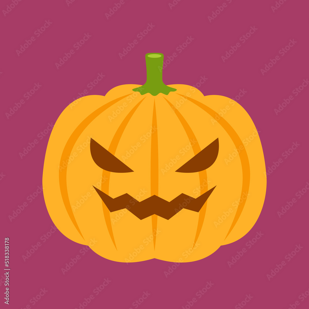 Fototapeta premium Happy halloween greeting card with cute pumpkin. Holidays cartoon character. cartoon vector.