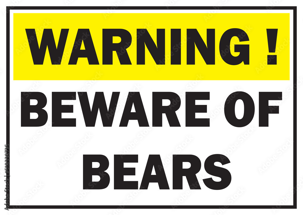 Bear warning sign board printable vector