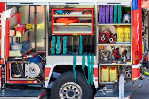 Equipment of a fire extinguishing tanker in Austria