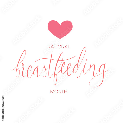 National breastfeeding month August handwritten lettering template.
