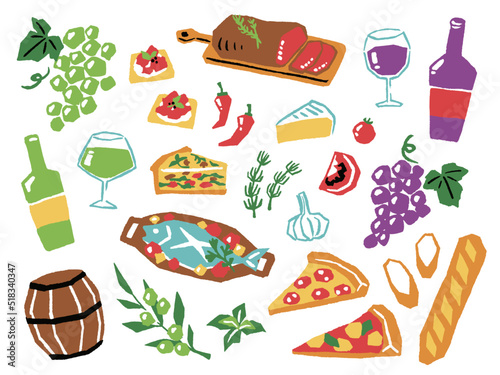 illustration of wine and dish