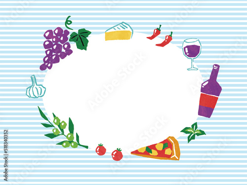 illustration of wine and dish