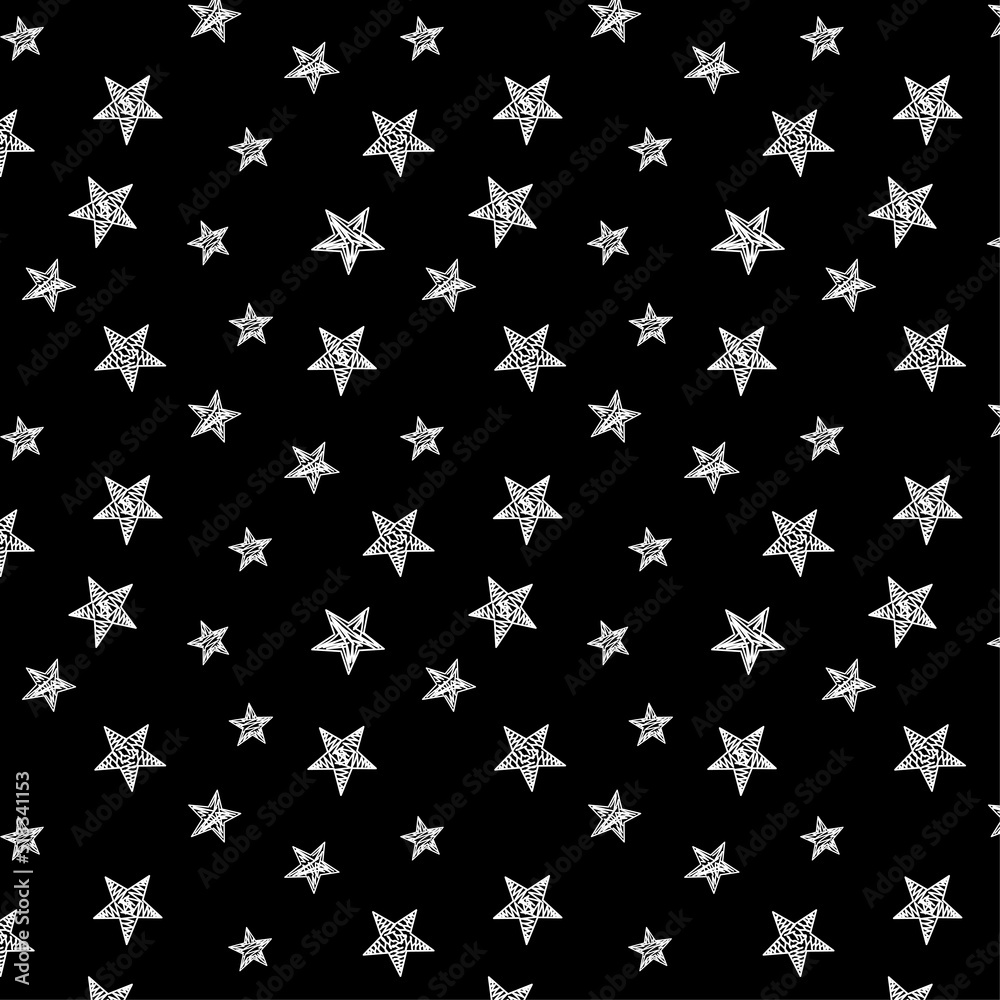Star doodles pattern. Seamless background with stars. Hand drawn illustration. Star doodles pattern. Seamless background with stars. Hand drawn illustration.