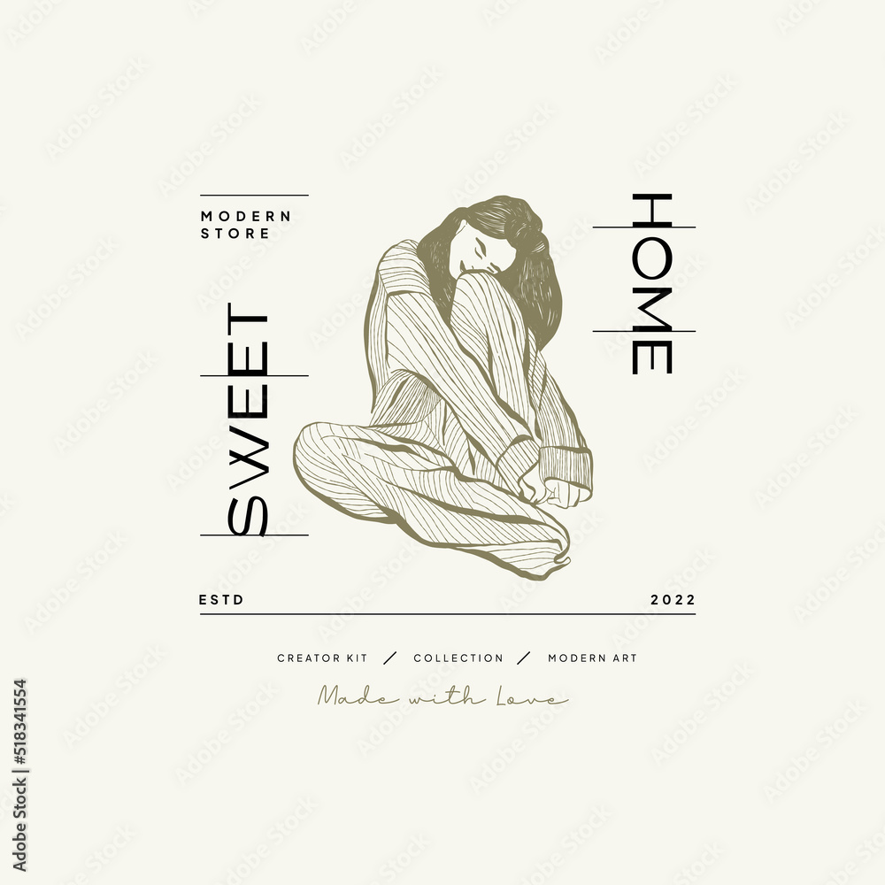 Obraz premium Hand drawn fashion woman logo template