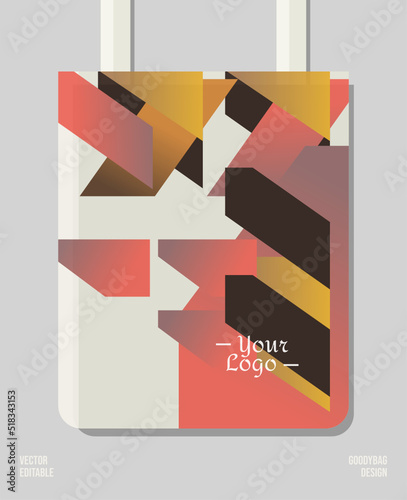 Abstract geometric retro modern packaging print design, applied for pattern craft like tote bag and shopping bags, home industry gift bag production.