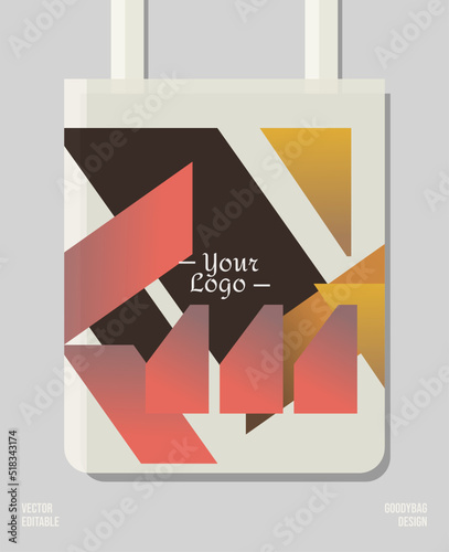 Abstract geometric retro modern packaging print design, applied for pattern craft like tote bag and shopping bags, home industry gift bag production.