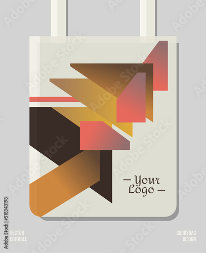 Abstract geometric retro modern packaging print design, applied for pattern craft like tote bag and shopping bags, home industry gift bag production.