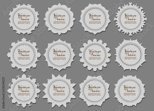 Decorative label frames. Vintage ornate labels sale stickers Vector symbol set