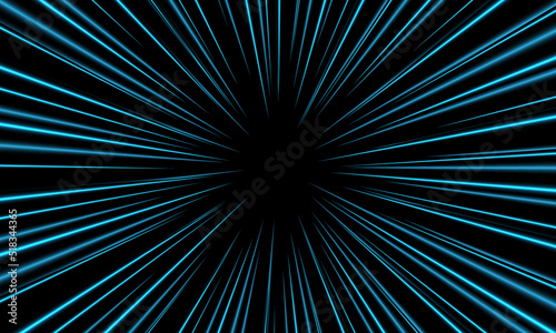 Abstract blue zoom speed light on black design modern futuristic technology background vector