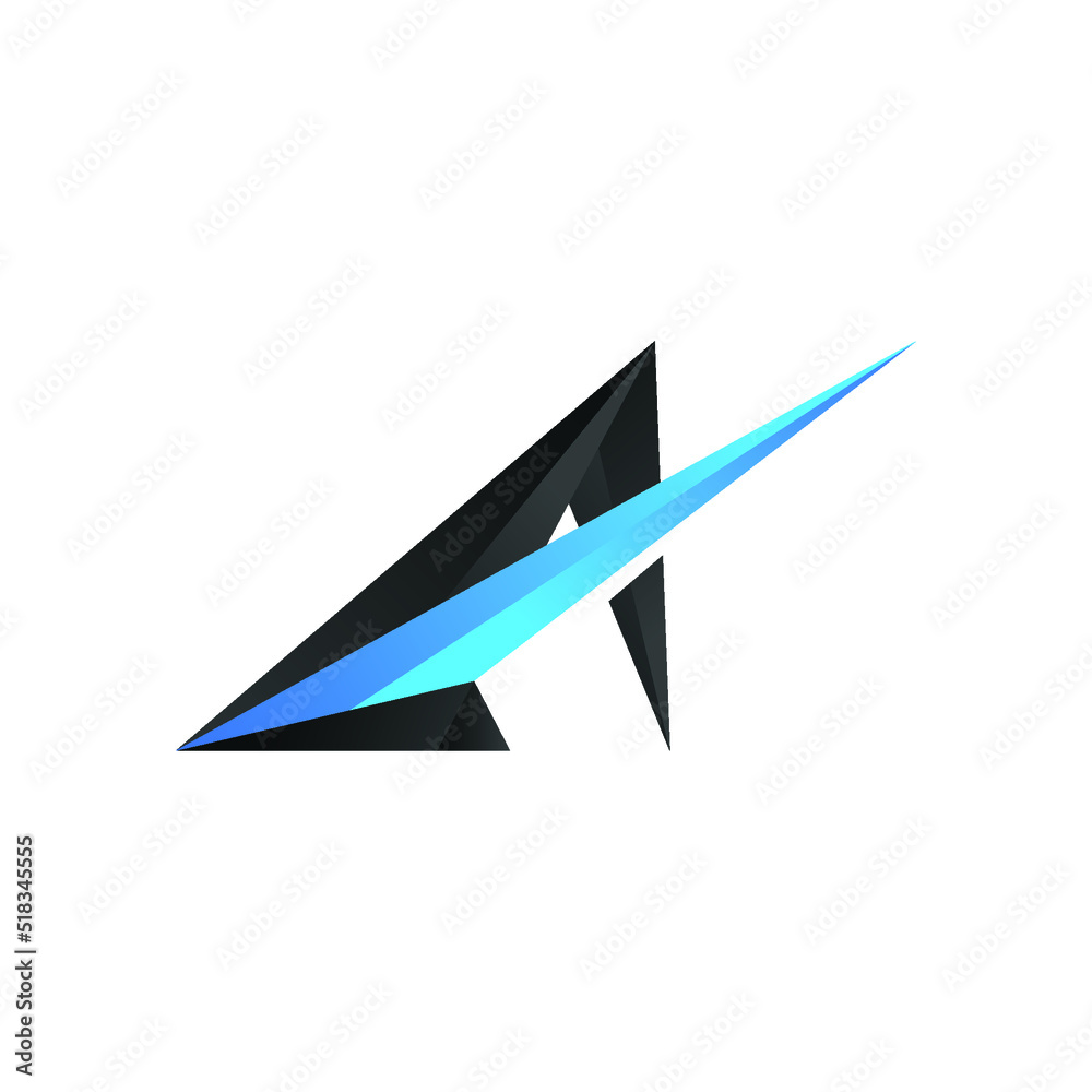 Letter A + comet logo, minimalist and modern Letter A + comet logo, minimalist and modern