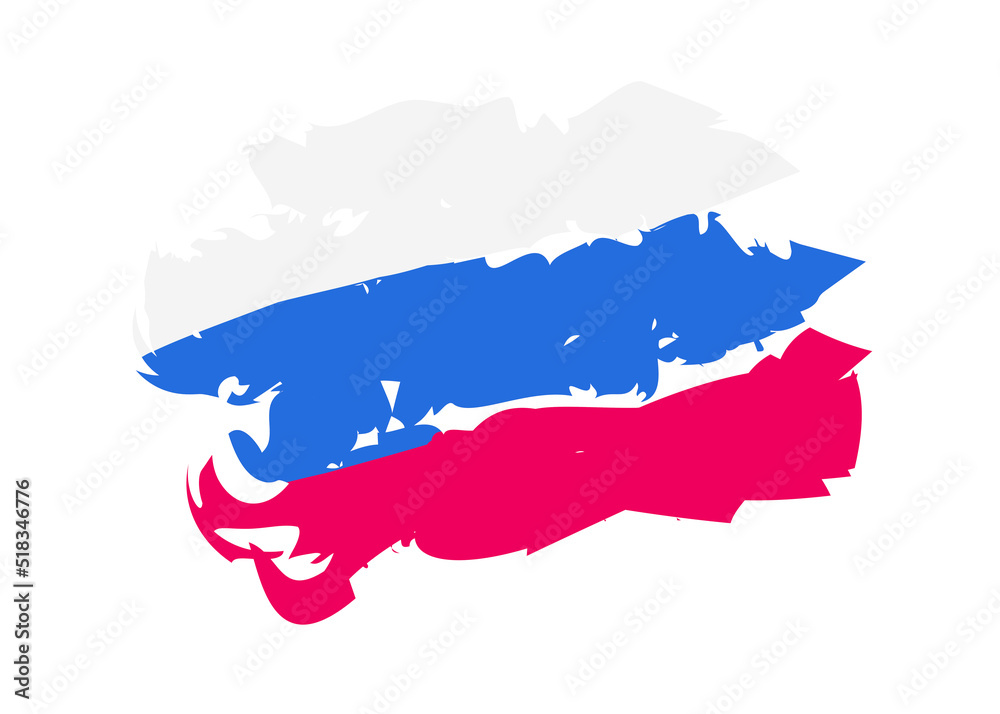 Fototapeta premium Russian flag hand draw texture style isolated on white background. Vector 10 eps