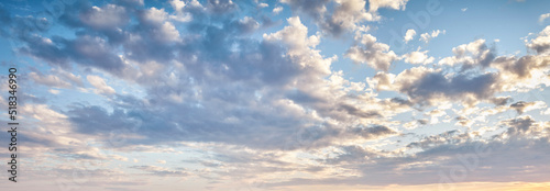 Photography Cumulus clouds in a blue sky from below