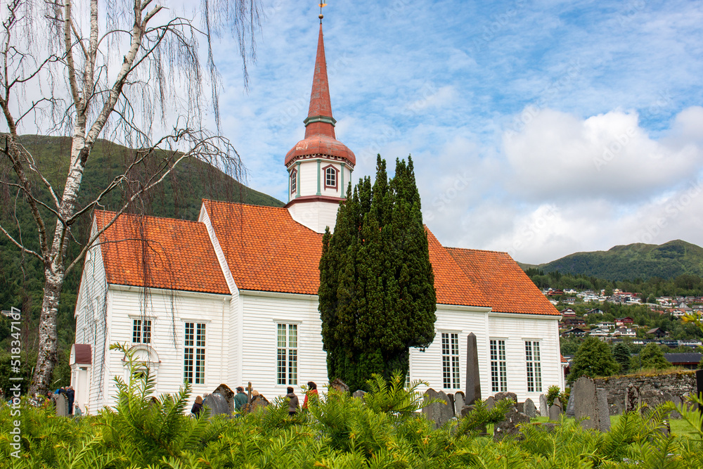 Eid kirke (Eid church) in Nordfjordeid Vestland in Norway (Norwegen, Norge or Noreg)