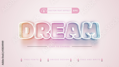 Stroke Dream - editable text effect,  font style graphic illustration
