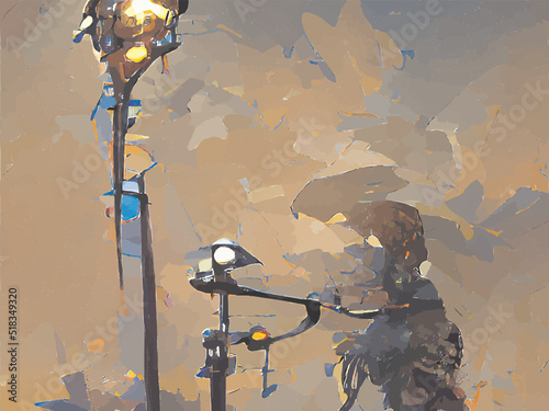 vintage street lamp in the night