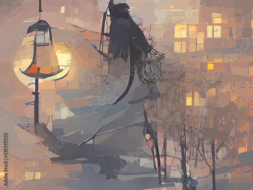 vintage street lamp in the night