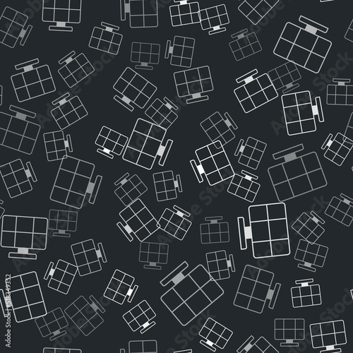 Grey Solar energy panel icon isolated seamless pattern on black background. Vector