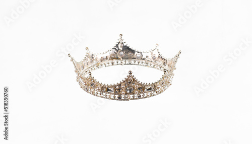 golden crown with diamonds isolated on white background