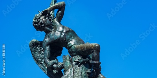 The Fountain of the Fallen Angel or Monument of the Fallen Angel, Retiro Park, Madrid, Spain. Europe