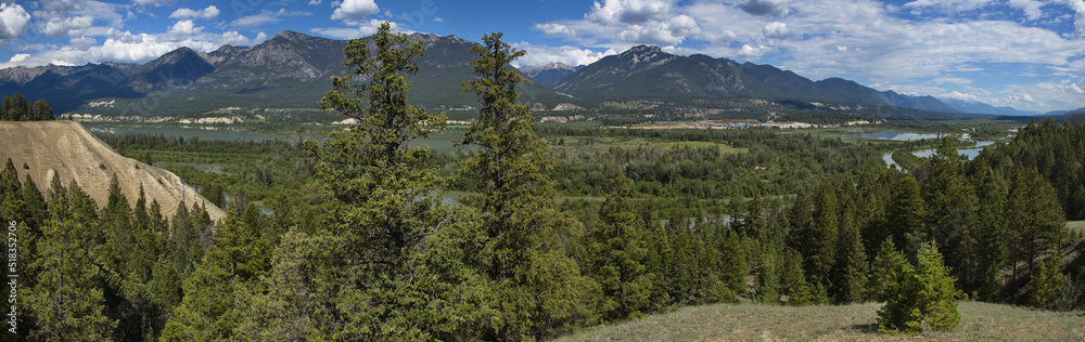 View of Radium Hot Springs from Red Rock Road in British Columbia,Canada,North America
