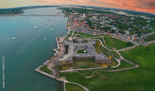 Castillo de San Marcos at sundown in St. Augustine FL. 