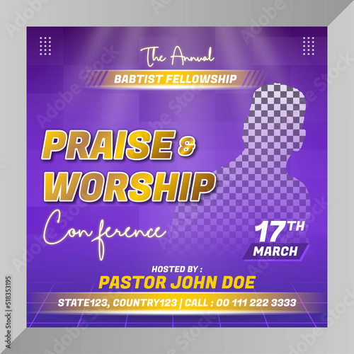 Social media post feed church template with luxury elegant for social media banner post