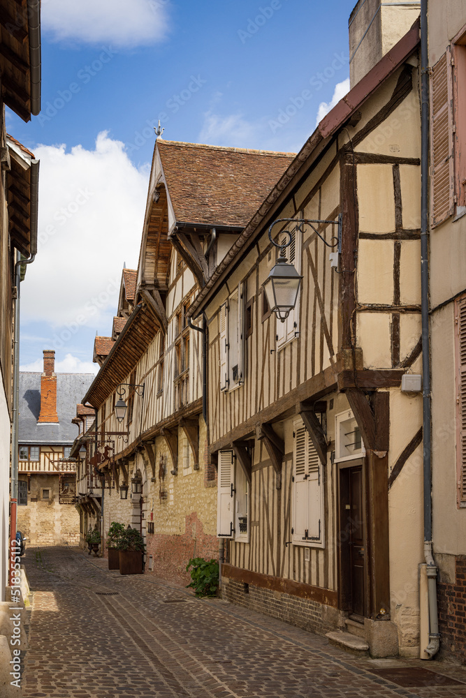 Street view medieval old town of Troyes Grand Est region of northeastern France