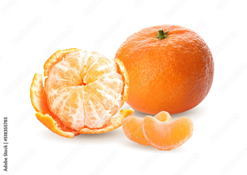 Tasty fresh ripe tangerines on white background Tasty fresh ripe tangerines on white background